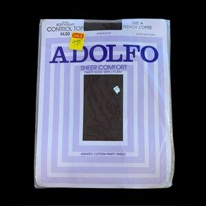 Adolfo 80s Vintage Sheer Comfort Control Top French Coffee Pantyhose Sz A